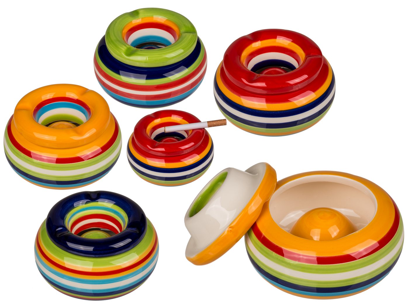Riyashop Haushaltshobel Windaschenbecher Tischaschenbecher Streifen Porzellan (Klein Mint) Bild 2