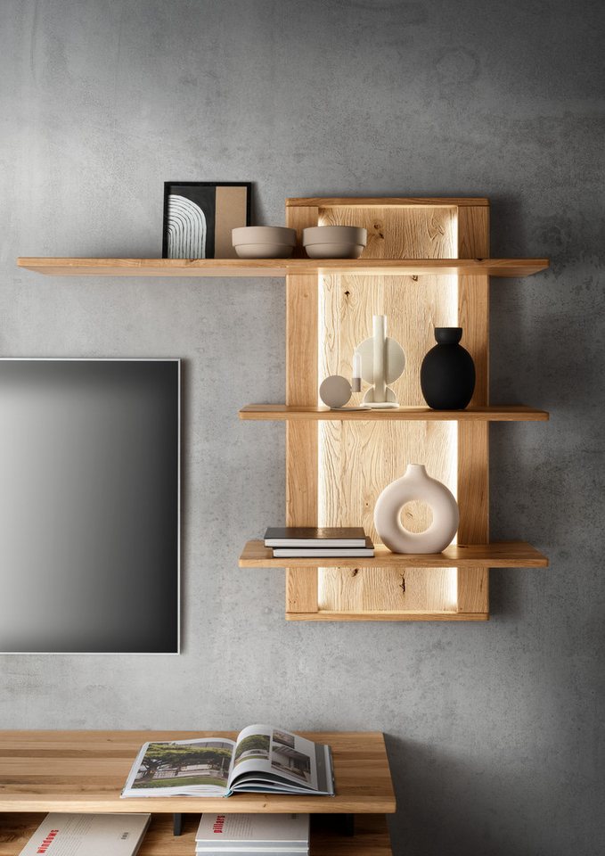 Woodroom Wandboard Zwettl, 3 Ablagen, Wildeiche massiv geölt, Hängeregal, Wandregal Bild 2
