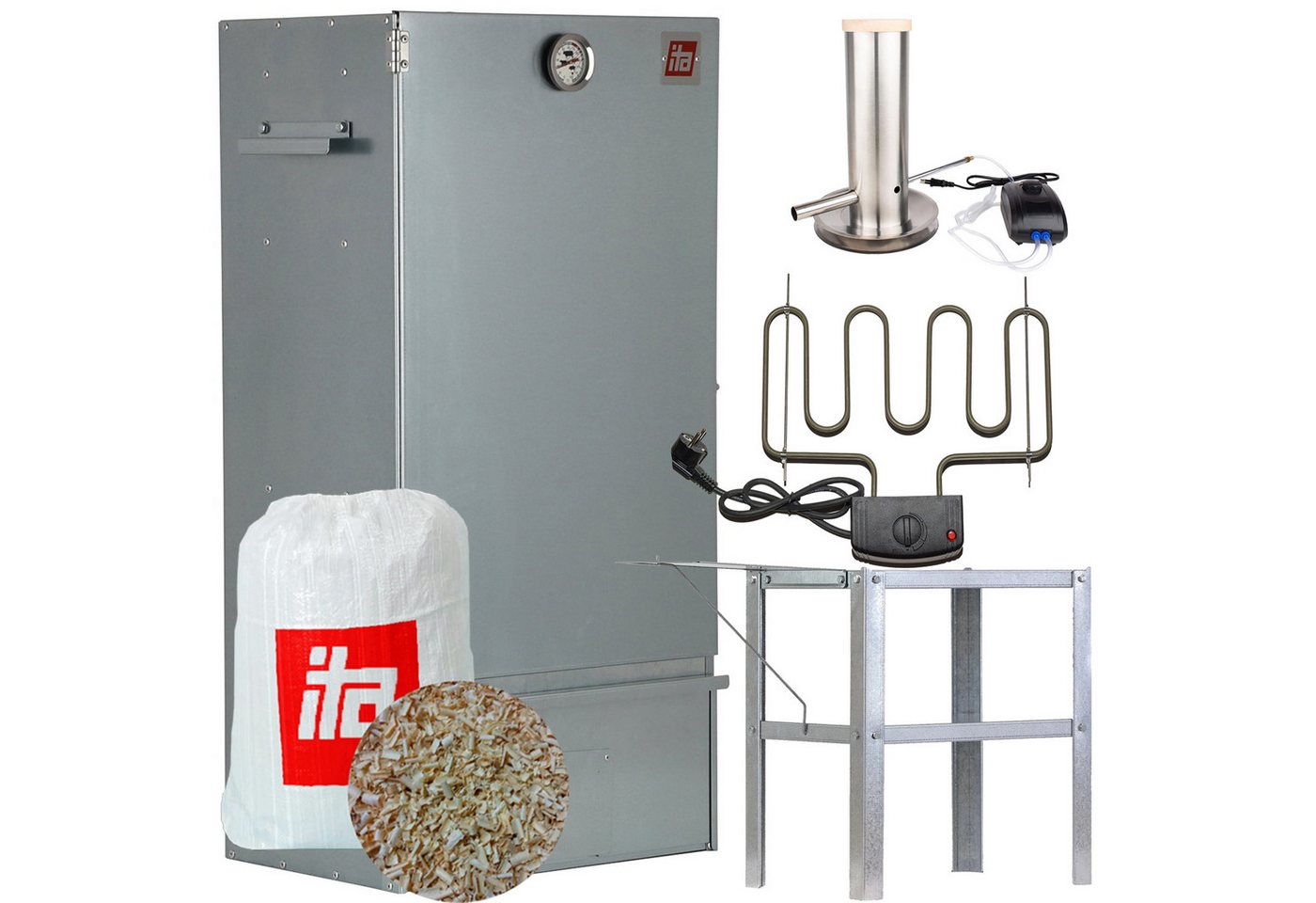 ITA Räucherofen Räucherofen 7005 - Premium Räucherschrank aus Edelstahl 81 cm, 1-St., Smoker mit Heizspirale & Räuchertisch und Rauchgenerator Bild 2
