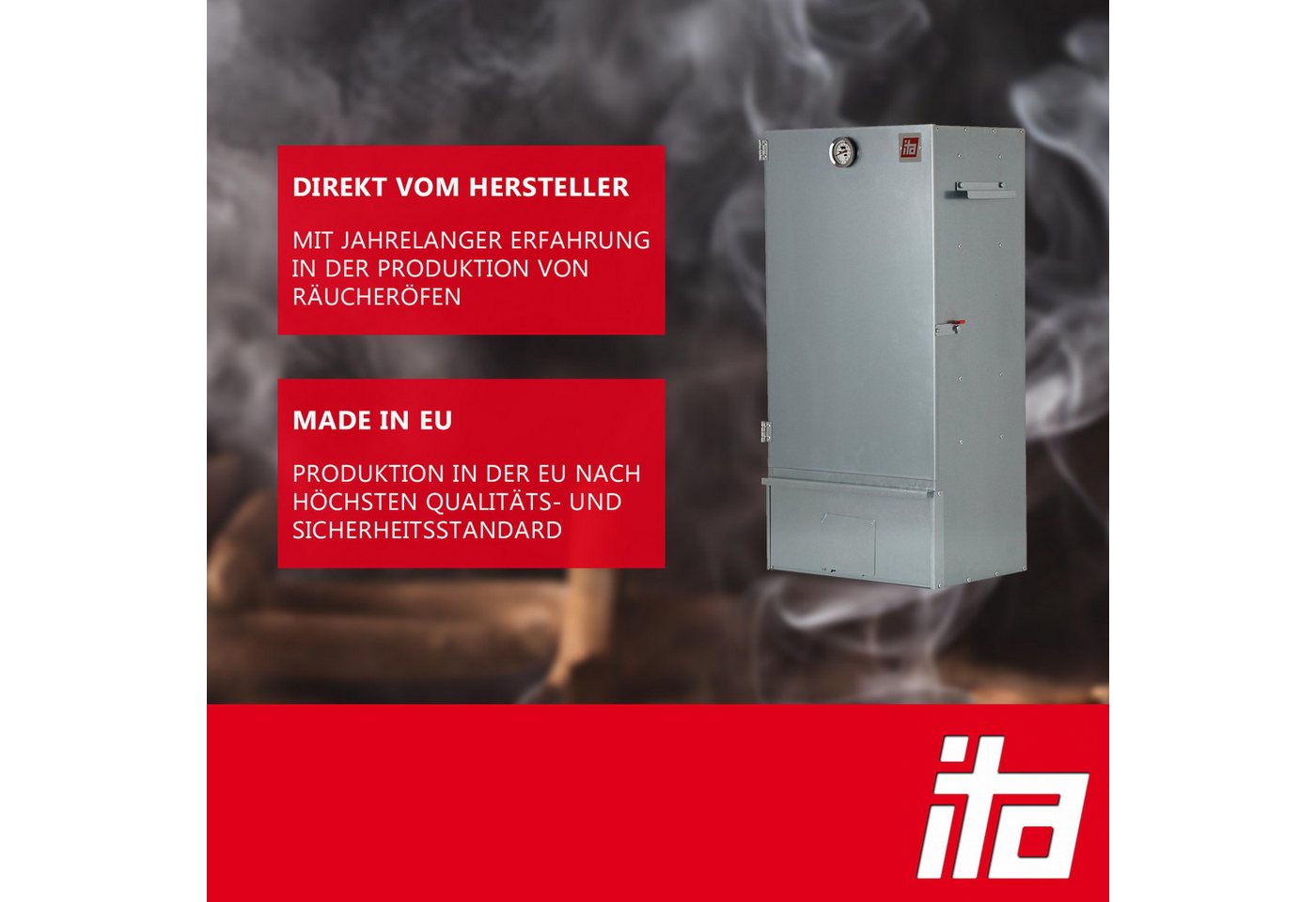 ITA Räucherofen Räucherofen 7005 - Premium Räucherschrank aus Edelstahl 81 cm, 1-St., Smoker mit Heizspirale & Räuchertisch und Rauchgenerator Bild 4