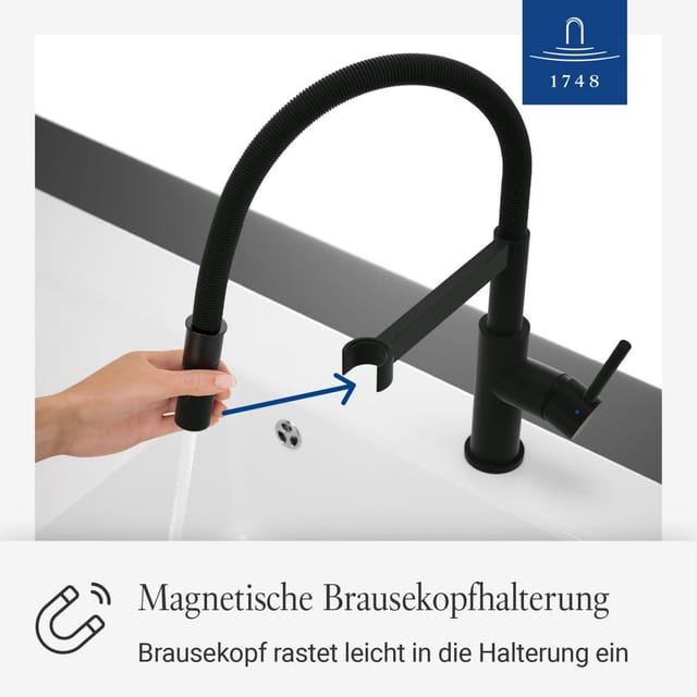 V&B Spültisch-Einhebelmischer Steel Expert Compact Umstellung Strahl/Brause, matt Black