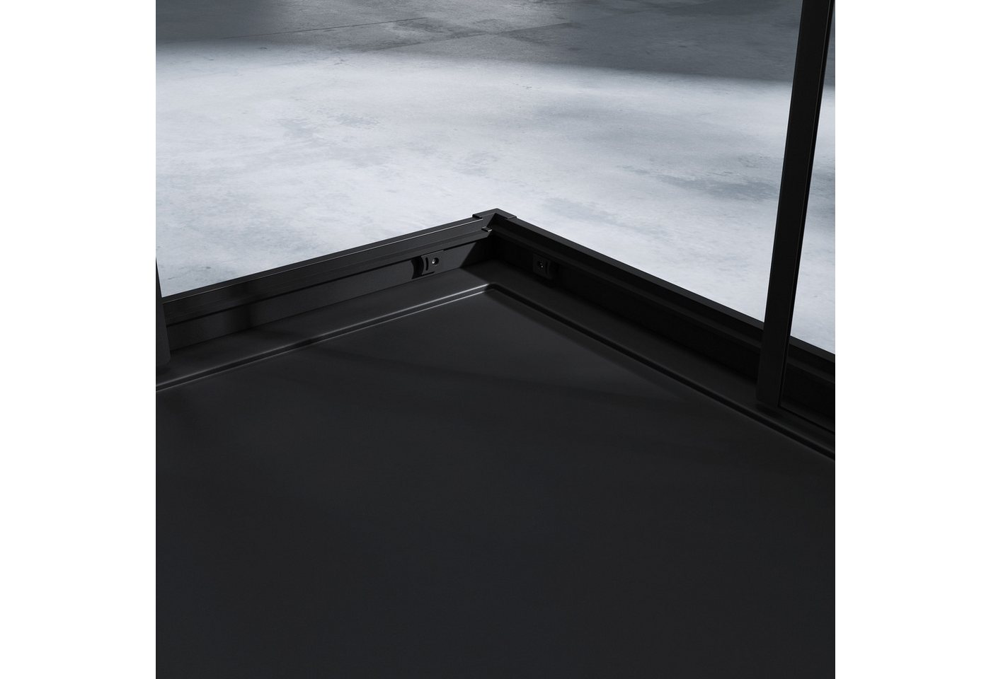 Mai & Mai Eckdusche Duschkabine mit Doppel-Schiebetür ESG-Glas mit Nano-Beschichtung R16K, BxT: 75x75 cm, Einscheibensicherheitsglas (ESG), Mit Aluminiumrahmen, Magnetdichtung und ebenerdiger Montage möglich