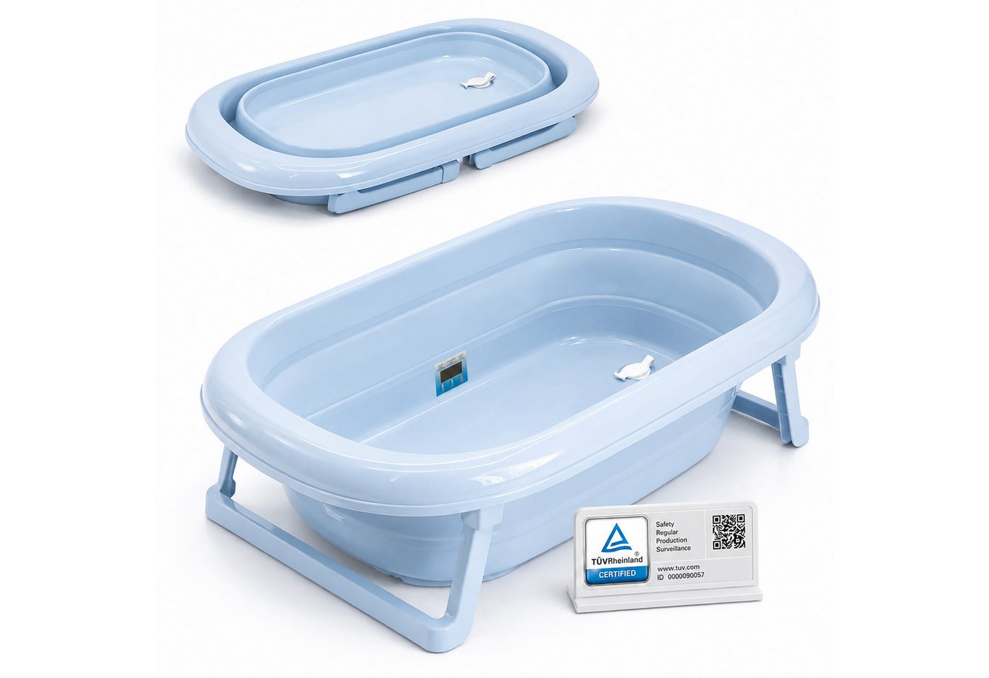 Babykajo Babybadewanne TÜV geprüft, (1-tlg), Faltbare Babybadewanne mit integriertem Thermometer und Abfluss Bild 3