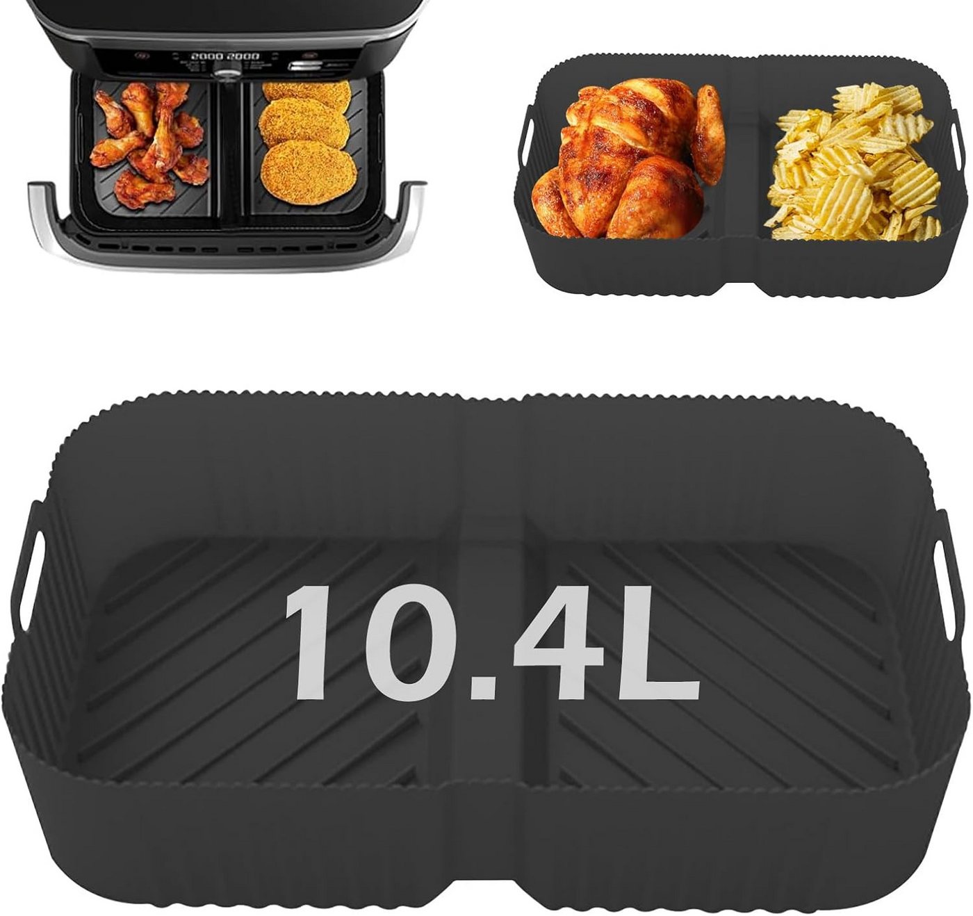 BlingBin Silikonform Heißluftfritteuse Zubehör für Ninja Foodi Flexdrawer 10,4 L AF500EU, (1 Stück 1-tlg), 2 In 1 Wiederverwendbar Airfryer Zubehör Bild 3