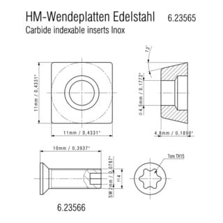 Metabo 10 Hartmetall-Wendeplatten Edelstahl (KFM/KFMPB 15-10F/ KFM 16-15F, PFM 17)