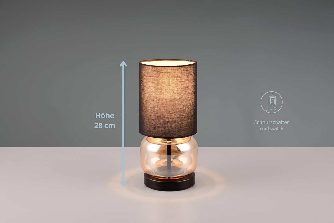 lightling Tischleuchte Elia, ohne Leuchtmittel, mit Schnurschalter, IP20 Indoor, amberfarbig Bild 5