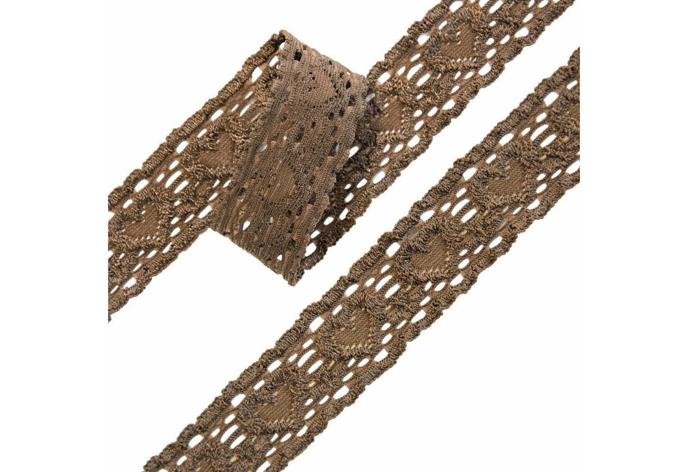 maDDma Spitzenband Spitze elastisch Herzmotiv ab 1m x 25mm Spitzenband Meterware Nylon, beige Bild 3