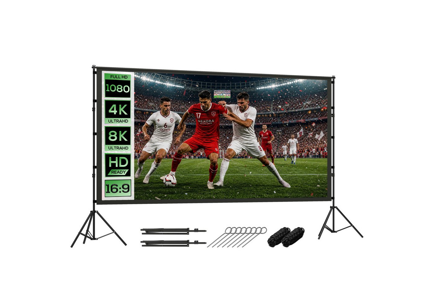 HOMCOM Leinwand Beamer 100" Projektionsleinwand tragbar doppelseitig Heimkino, 4K,8K-fähig, 160° Betrachtungswinkel, Dual-Stativ, faltbar, waschbar Bild 2