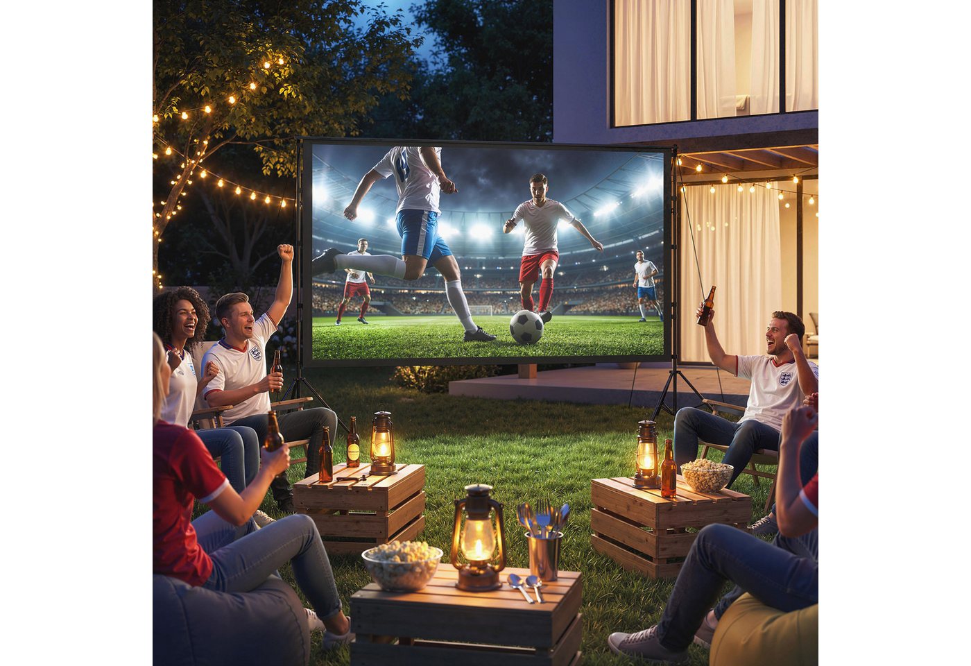 HOMCOM Leinwand Beamer 100" Projektionsleinwand tragbar doppelseitig Heimkino, 4K,8K-fähig, 160° Betrachtungswinkel, Dual-Stativ, faltbar, waschbar Bild 4