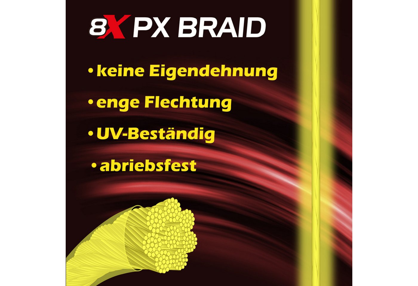 Paradox Fishing Angelschnur 8x geflochten PX, 500 m Länge, -500m Länge, 0,07mm-0,28mm, Chartreuse gelb, 4,6kg-18,5kg
