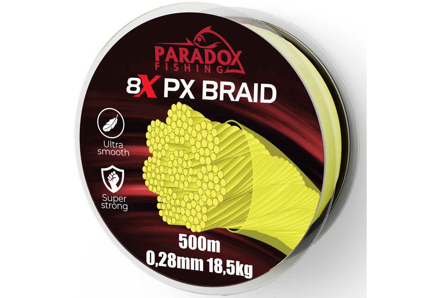 Paradox Fishing Angelschnur 8x geflochten PX, 500 m Länge, -500m Länge, 0,07mm-0,28mm, Chartreuse gelb, 4,6kg-18,5kg Bild 2