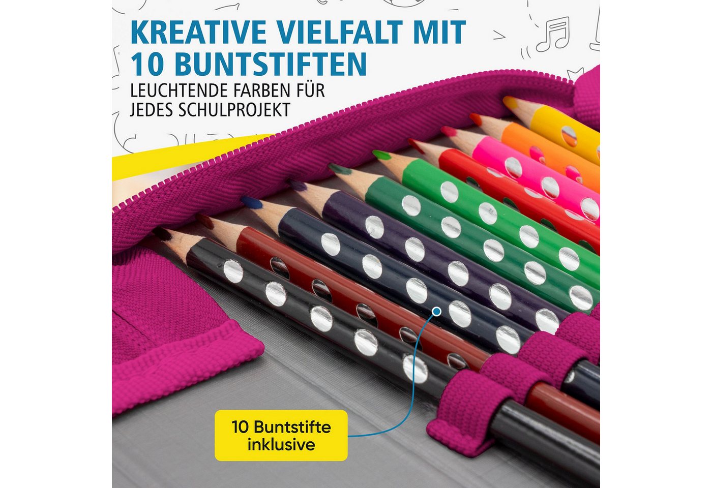 itenga Federmäppchen itenga Schüler-Etui Mäppchen Herzen 28 teilig (gefüllt) 1-Zipper Bild 3