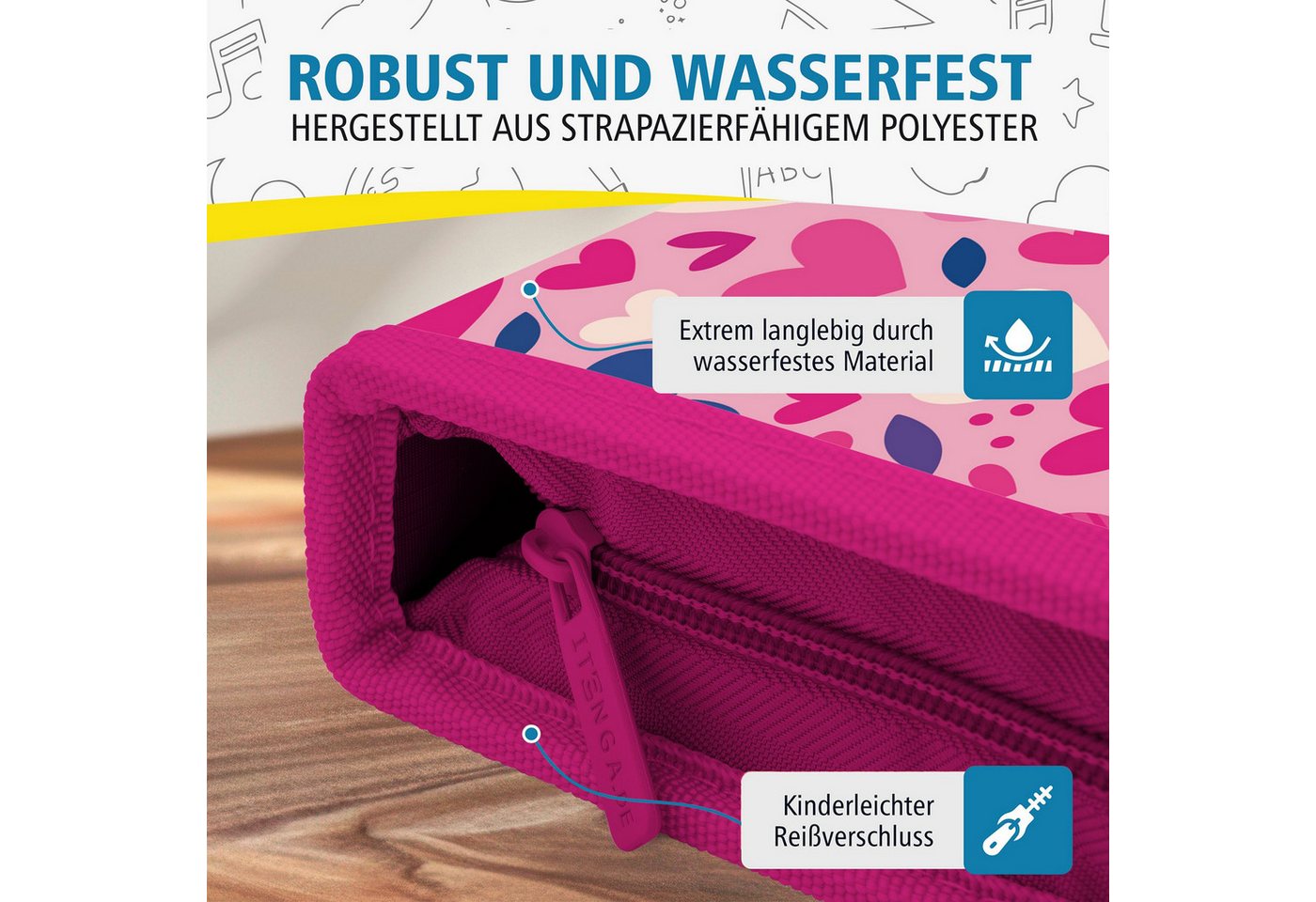 itenga Federmäppchen itenga Schüler-Etui Mäppchen Herzen 28 teilig (gefüllt) 1-Zipper Bild 4