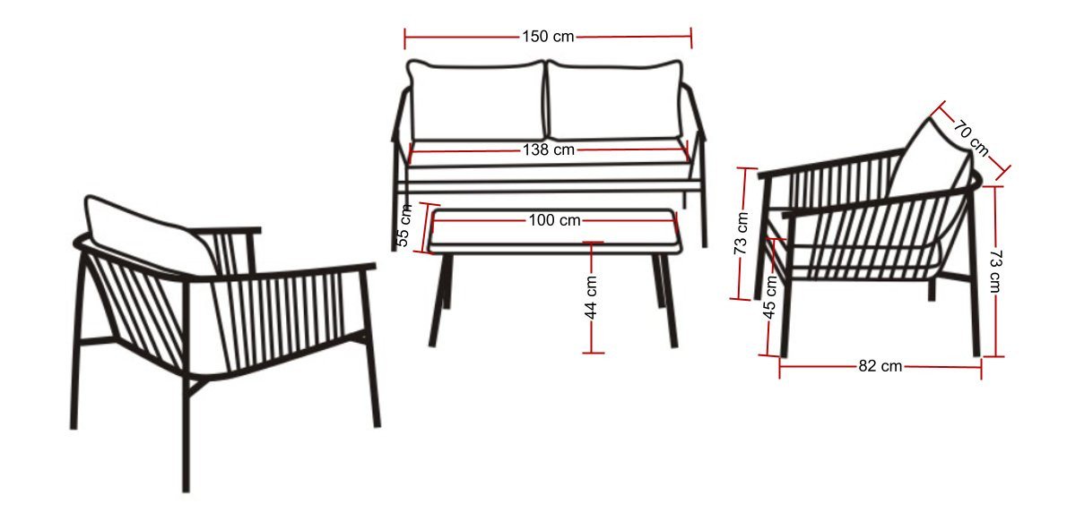 Destiny Gartenlounge-Set VERONA, (2-Sitzer, 2 Sessel, 1 Tisch, Polsterung), inkl. Auflagen Bild 2