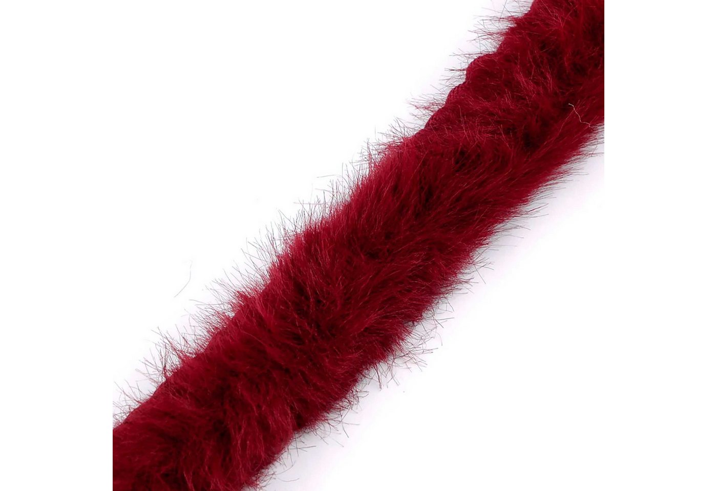 maDDma Webband Fellborte ab 1m x 2 cm Meterware Fellbesatz Kunstfell Fellstrang, bordeaux Bild 4