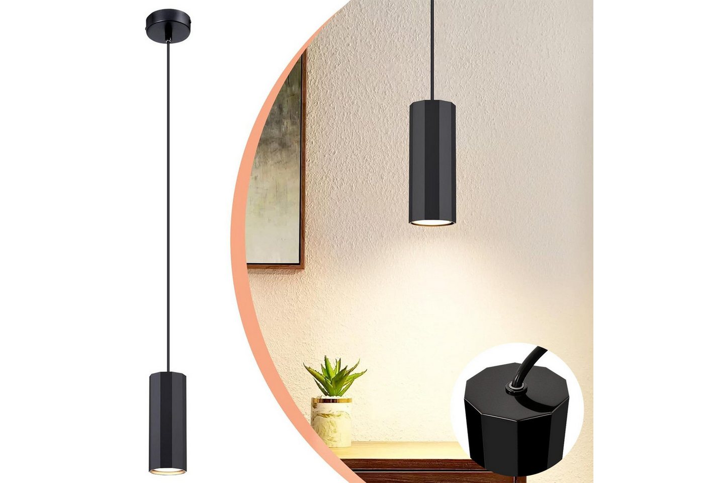 Nettlife Pendelleuchte 1/3/4flammig Schwarz Hängelampe GU10 Esstisch Wohnzimmer modern, ohne Leuchtmittel, für Esszimmer Küche Flur Wohnzimmer Schlafzimmer Bild 2