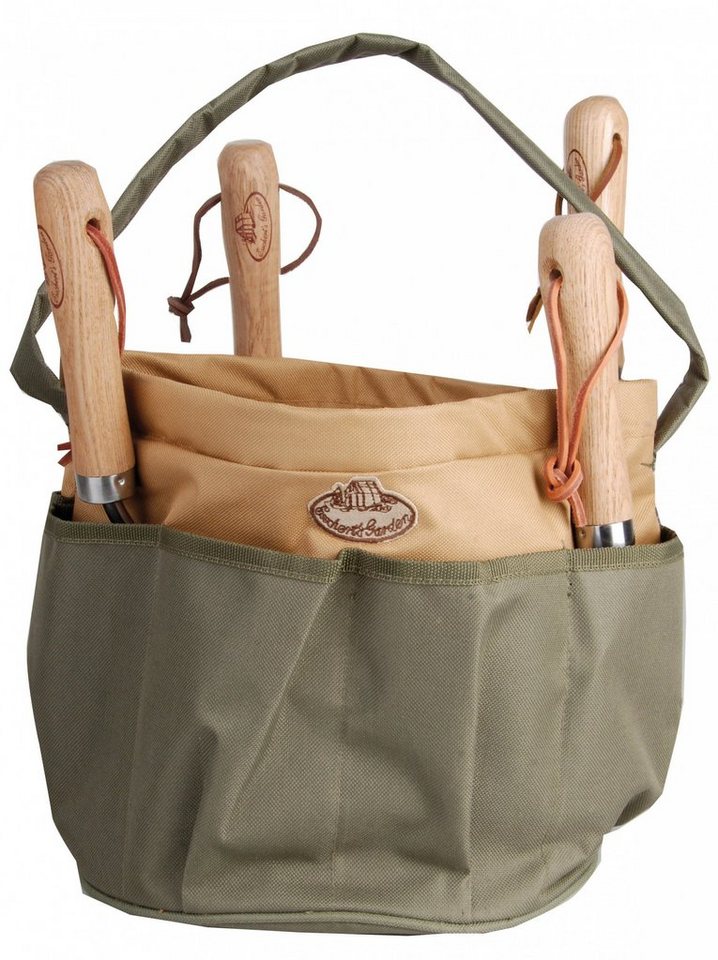 degawo Gartenpflege-Set Garten Gerätetasche Werkzeugtasche rund Kanevas grün braun Handgriff Bild 3