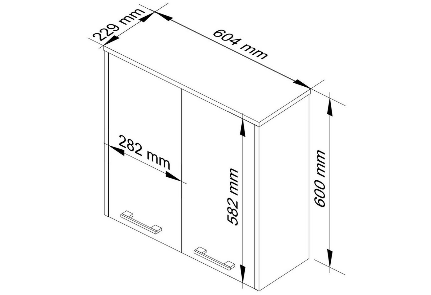 Raumhirsch Furniture Badkommode hängender Badezimmerschrank - Hochglanz für modernen Stil - Badmöbel, Maße 60 x 30 x 22,5 cm