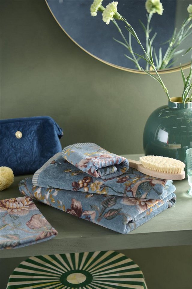 PiP Studio Waschhandschuh Secret Garden Waschhandschuh blue 16x22cm (1 Stück), 100% Baumwolle (278607)