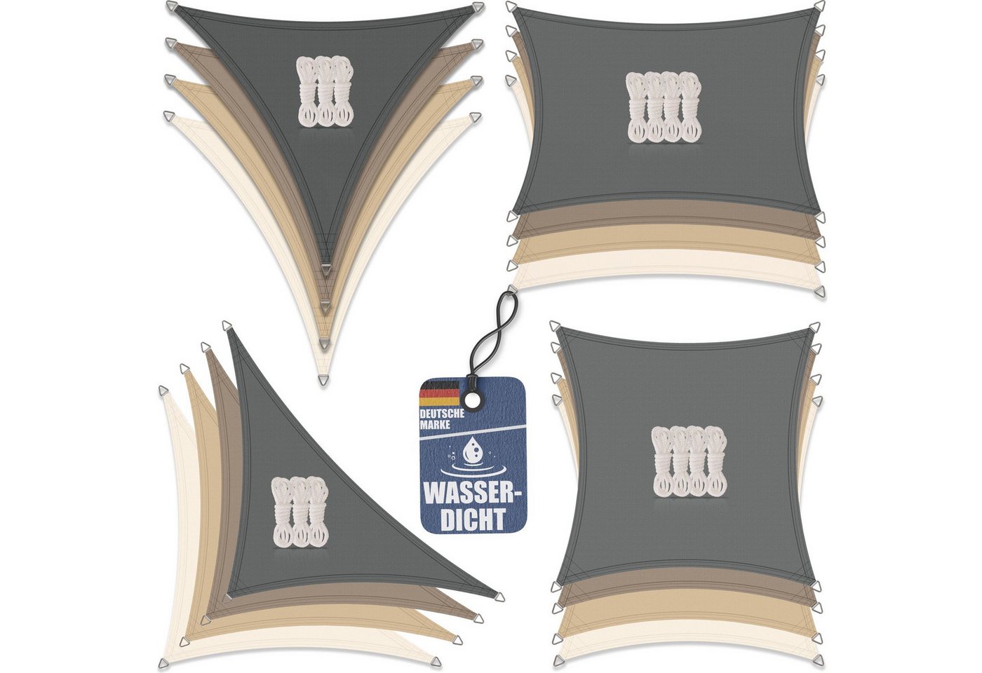 bonsport Sonnensegel Sonnensegel aus 100% Polyester, (Quadrat 2x2m Creme), Polyester Bild 3