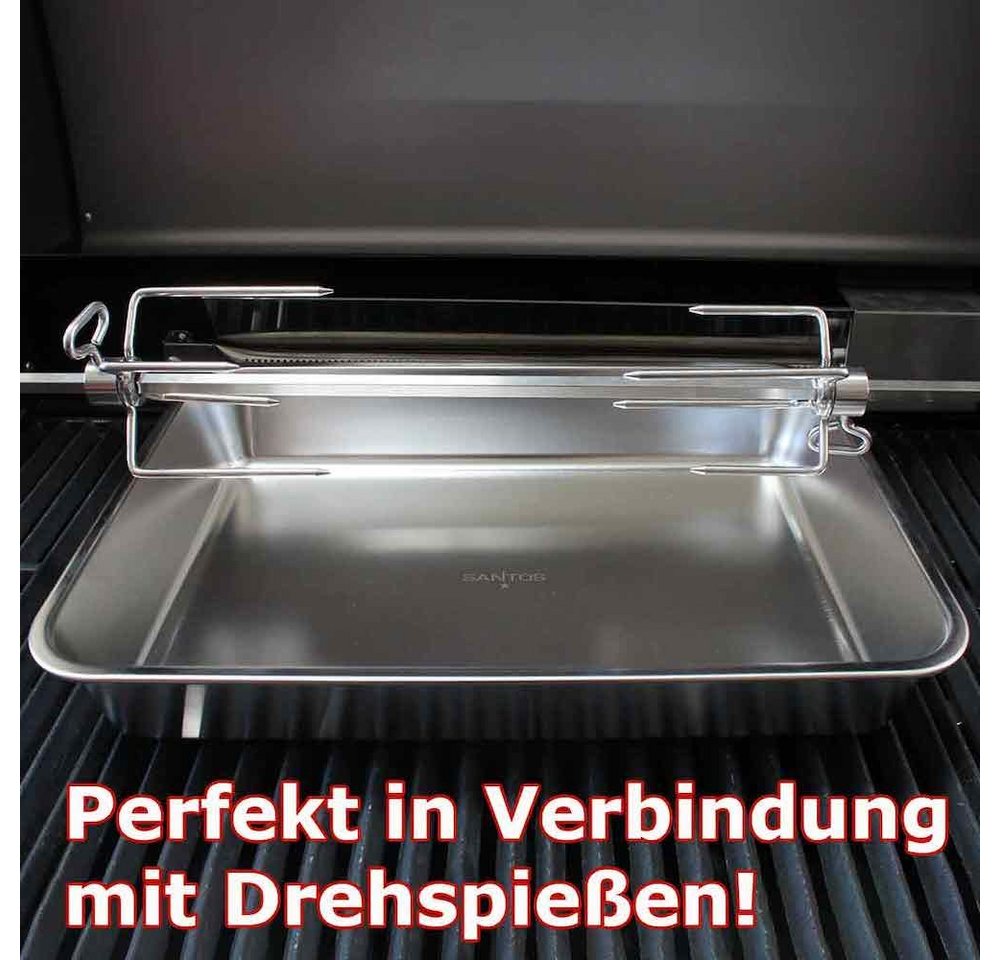 PROREGAL® Grillpfanne Edelstahl Grillschale & Auffangschale, groß