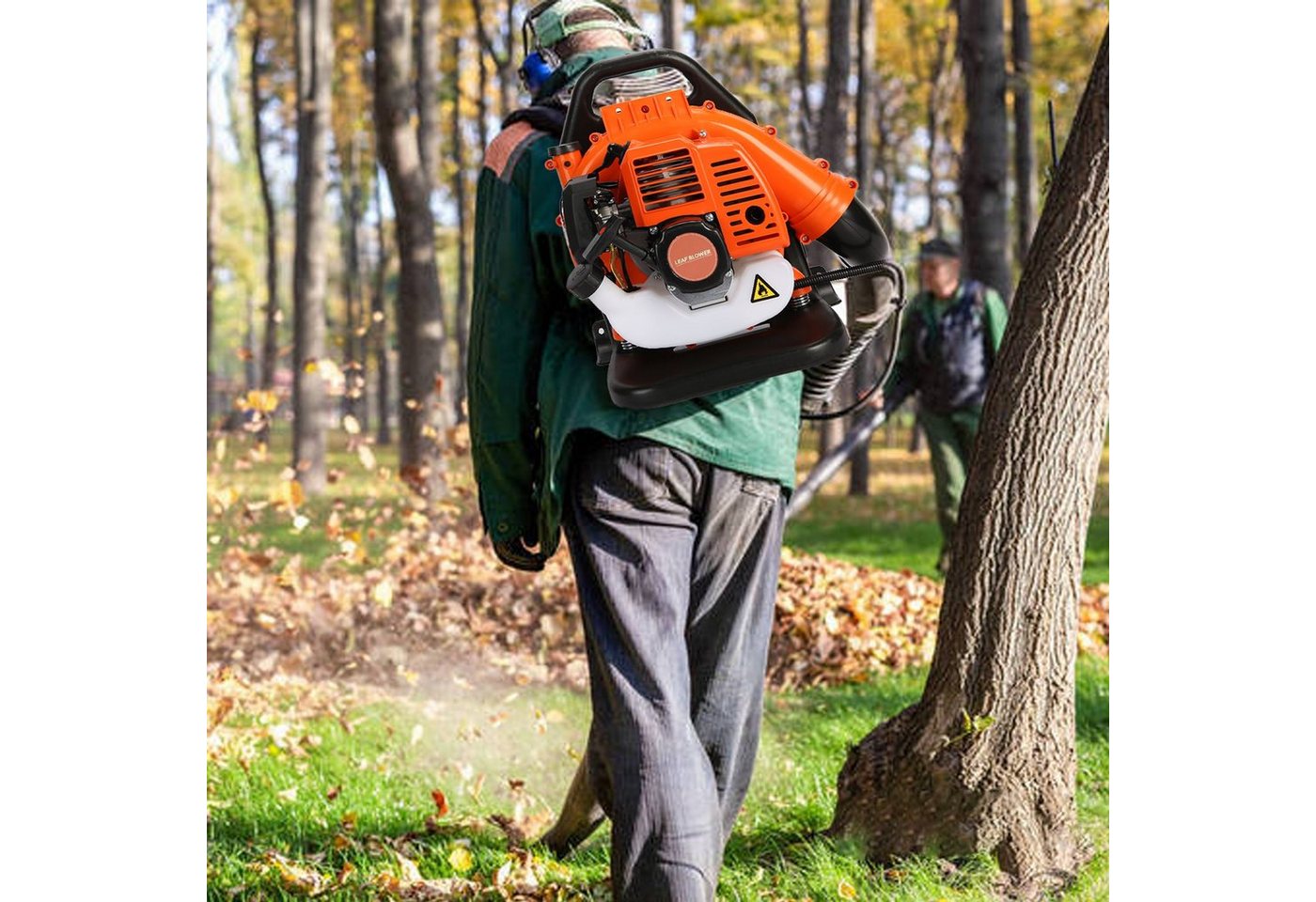 Rutaqian Benzin-Laubsauger 6800RPM 2-Takt Schnurlos Laubbläser Benzinmotor 52cc, Anti-Vibration, (Rucksack Laubbläser), abnehmbare Rohre, Gartengebläse für Rasenpflege und Hofreinigung Bild 2