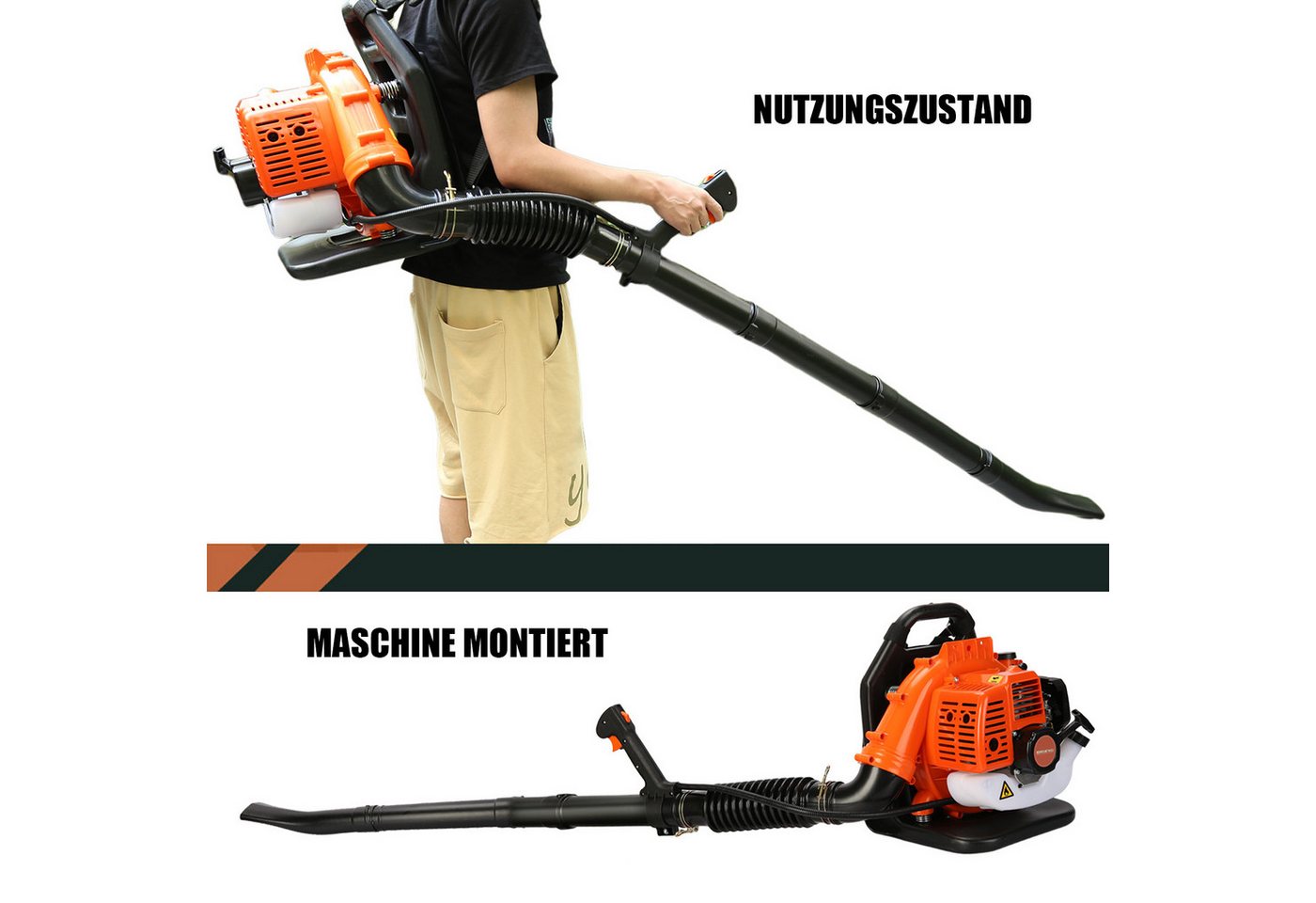 Rutaqian Benzin-Laubsauger 6800RPM 2-Takt Schnurlos Laubbläser Benzinmotor 52cc, Anti-Vibration, (Rucksack Laubbläser), abnehmbare Rohre, Gartengebläse für Rasenpflege und Hofreinigung Bild 3