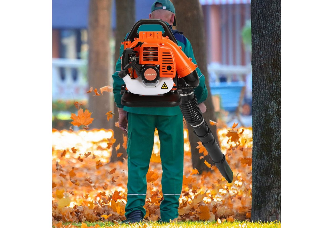 Rutaqian Benzin-Laubsauger 6800RPM 2-Takt Schnurlos Laubbläser Benzinmotor 52cc, Anti-Vibration, (Rucksack Laubbläser), abnehmbare Rohre, Gartengebläse für Rasenpflege und Hofreinigung Bild 5