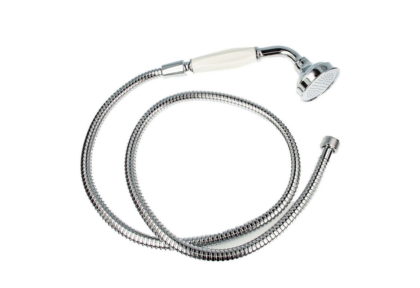tecuro Brausegarnitur Nostalgie - Handbrause Ø 65 mm, 1-strahlig, mit Metallbrauseschlauch Bild 4
