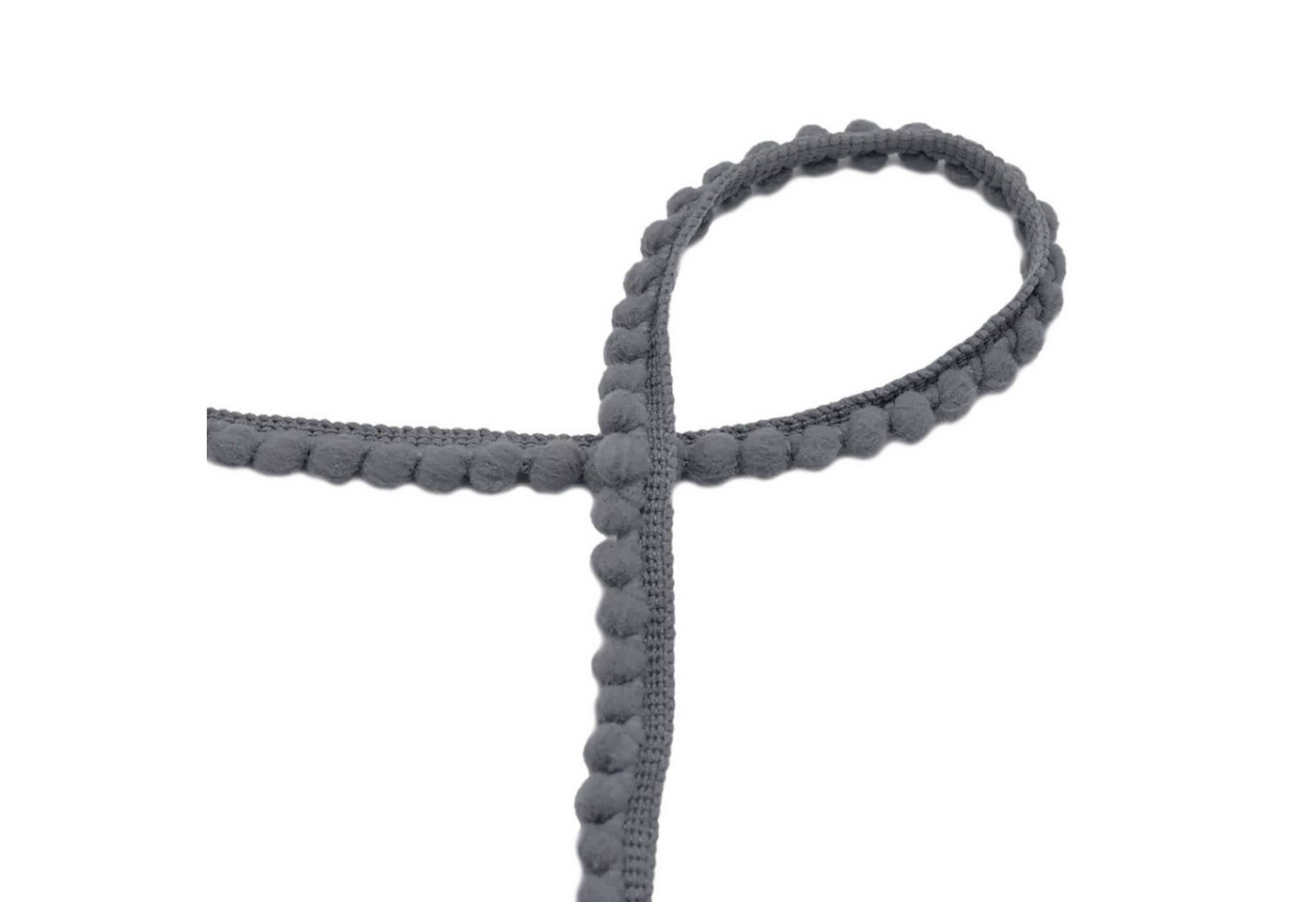 maDDma Kordel Bommelborte Mini 25m x 11mm uni Bommelgröße 6mm Pomponband, grau Bild 3