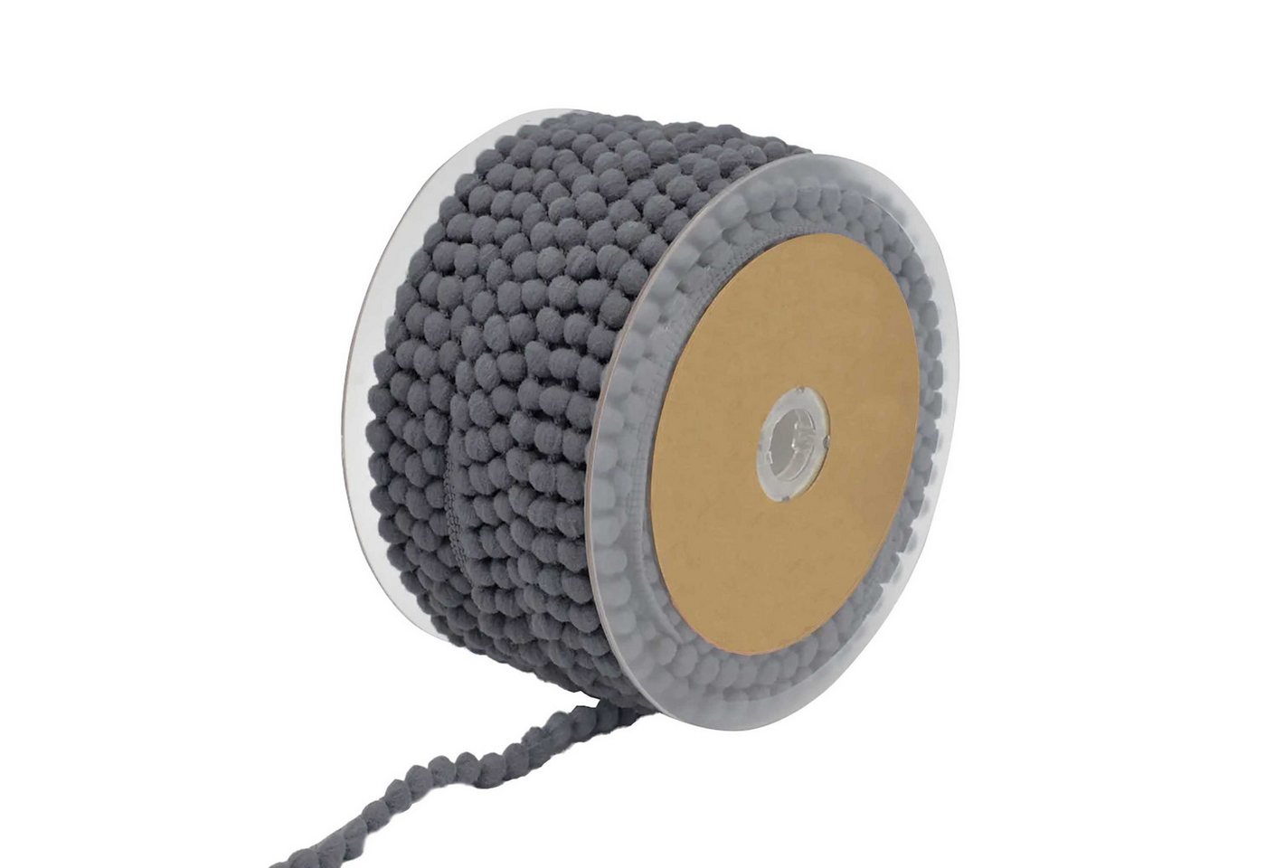 maDDma Kordel Bommelborte Mini 25m x 11mm uni Bommelgröße 6mm Pomponband, grau Bild 5