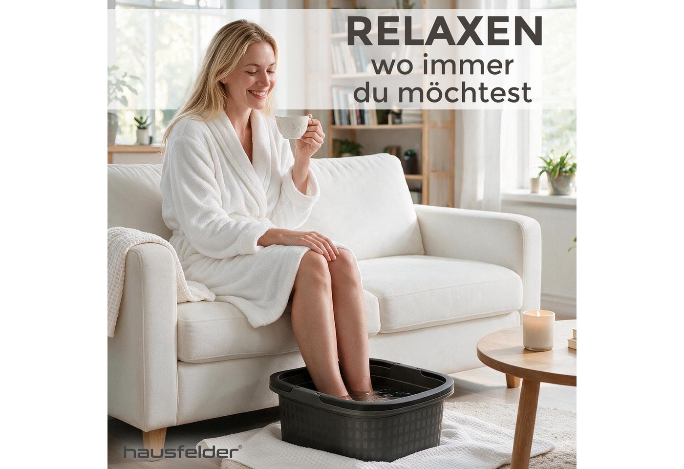 Hausfelder Fußbad Fußwanne mit Henkeln, 16l. rechteckig, Anthrazit, 1-tlg., mit praktischen Henkeln, robust, leicht Bild 2