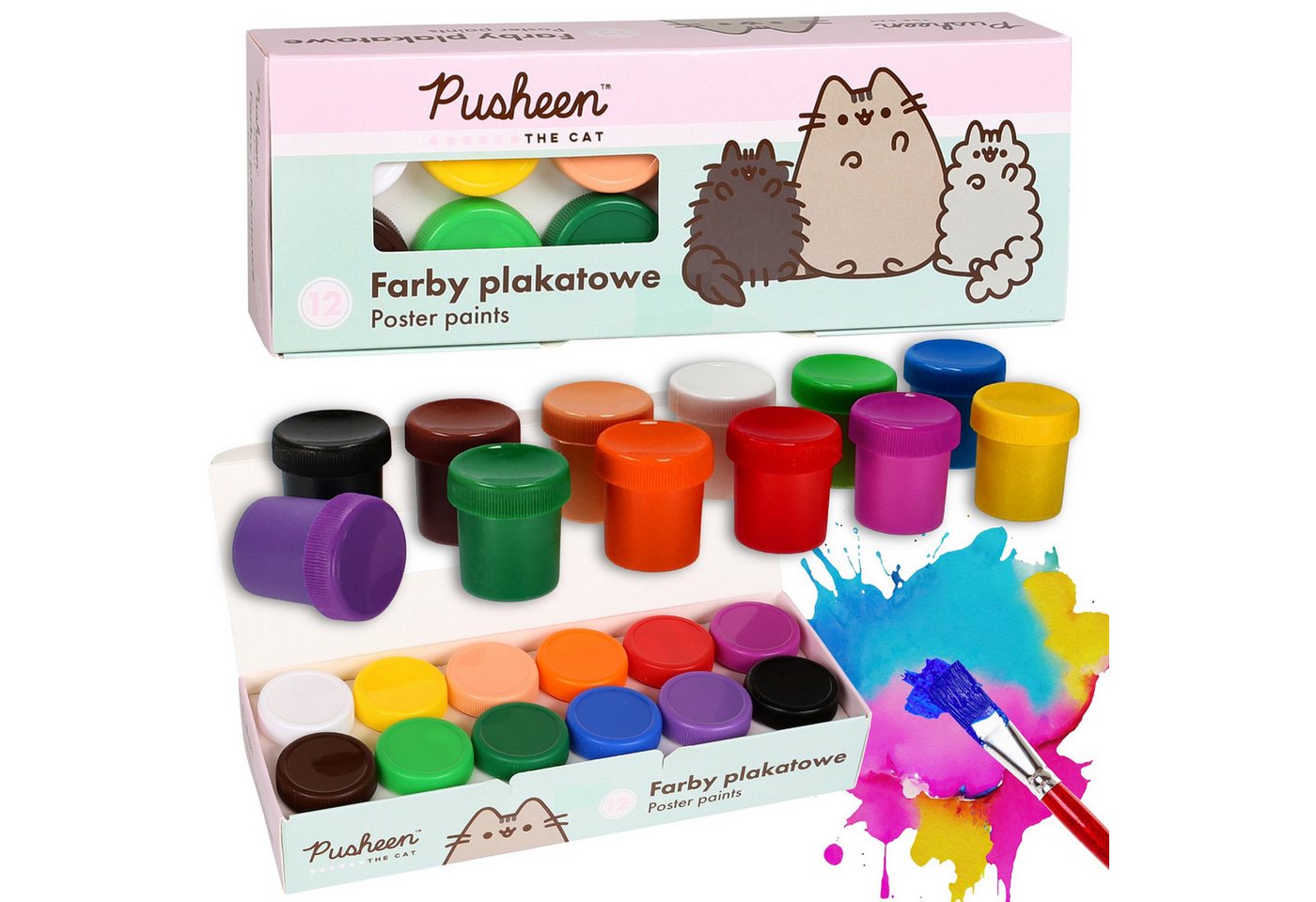 Pusheen Plakatfarbe Pusheen Plakatfarben zum Malen, für Schule 12 FARBEN 20ml in Gläsern Bild 5