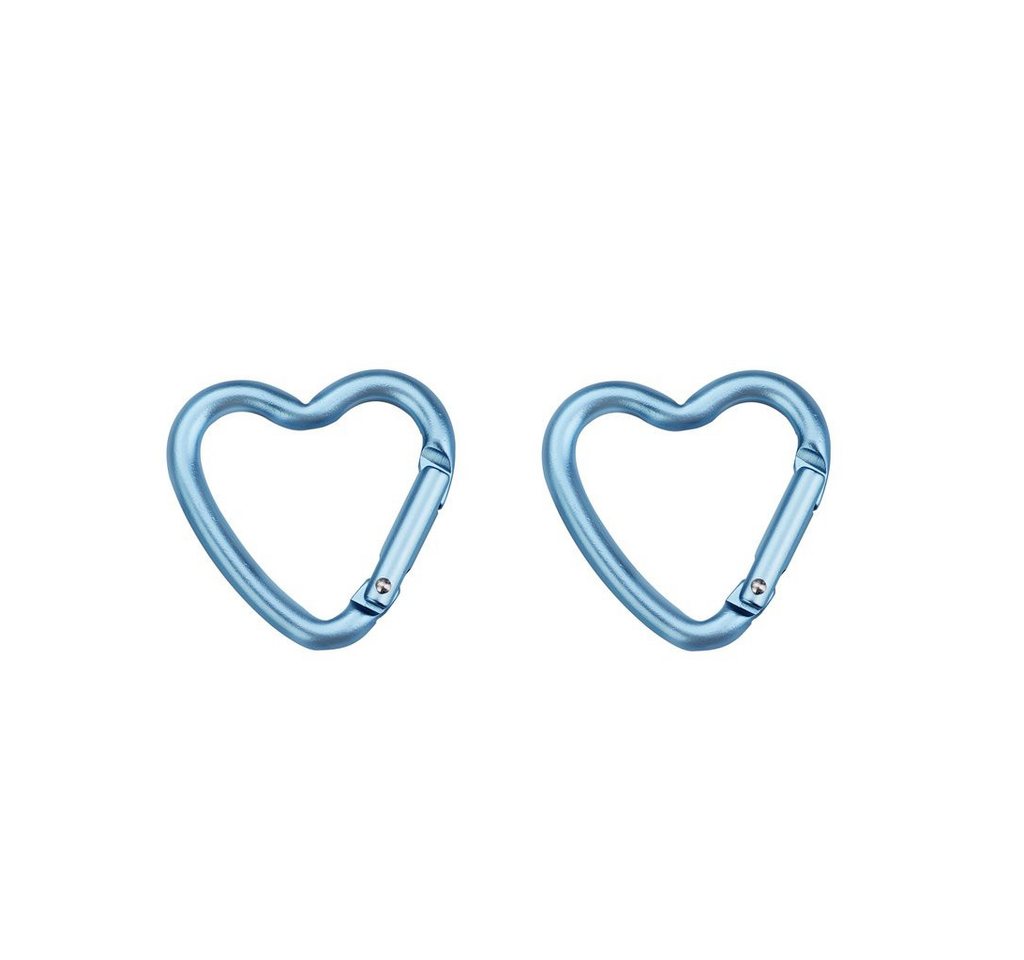 Munkees Karabiner Mini Herz-Clip 2er-Set, blau, (Set, 2 St), kompakt, leicht, Herzform