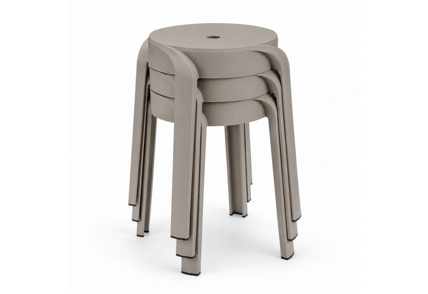 Mojawo Fußhocker Kunststoff-Hocker Taupe stapelbar leichter Sitzhocker Innen & Außen Bild 2