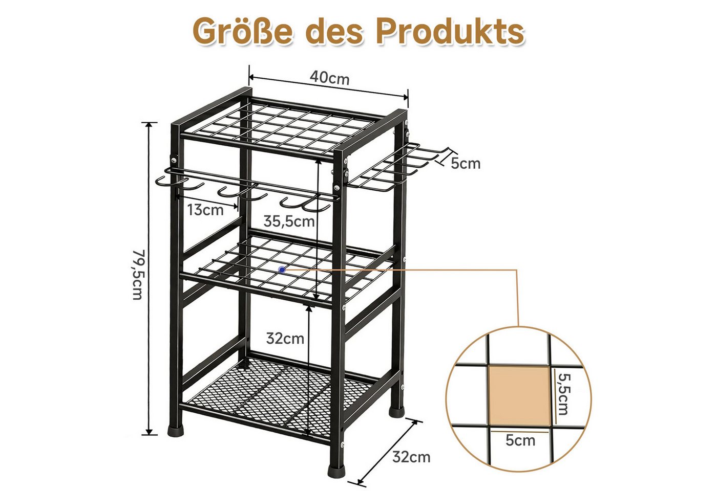 OSTWOLKE Gartengerätehalter Gartengeräte Aufbewahrung Ständer Gerätehalter Organizer stehend, (Garage Standregal Garden Tool Stand für 35 langstielige Werkzeuge) Bild 3