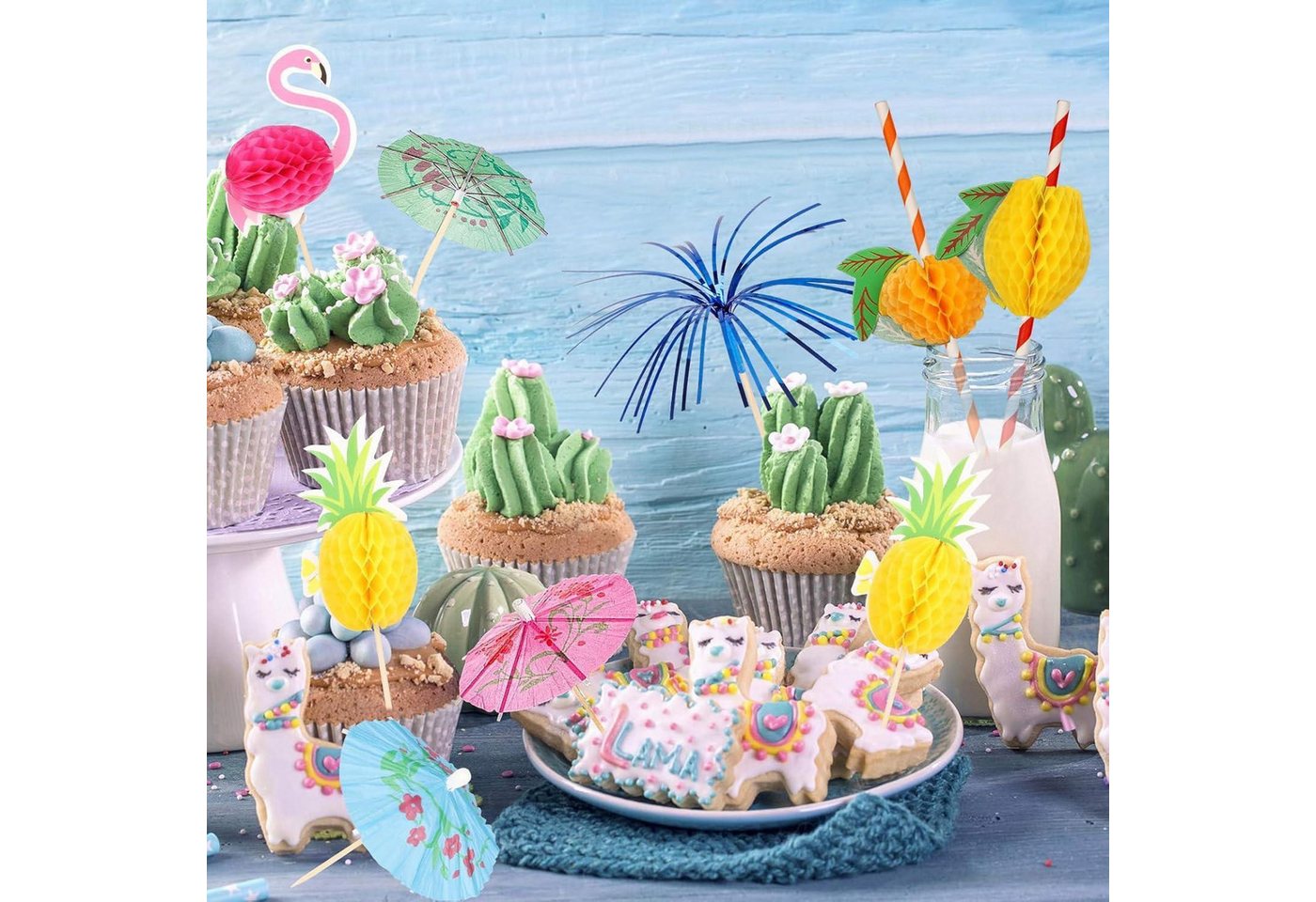LuxusKollektion Partyspieße Cocktail Zubehör Set 120 Stück Cocktail Deko Schirmchen Strohhalme Bild 2
