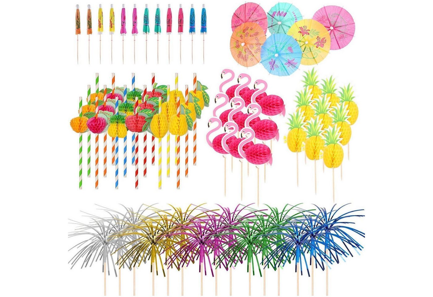 LuxusKollektion Partyspieße Cocktail Zubehör Set 120 Stück Cocktail Deko Schirmchen Strohhalme Bild 3