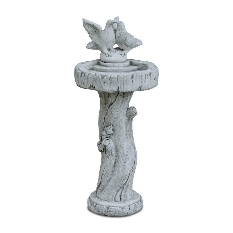 gartendekoparadies.de Gartenfigur Vogeltränke Vogelbad mit Taubenpaar aus Steinguss, H. 91 cm, 53 kg, Frostsicher