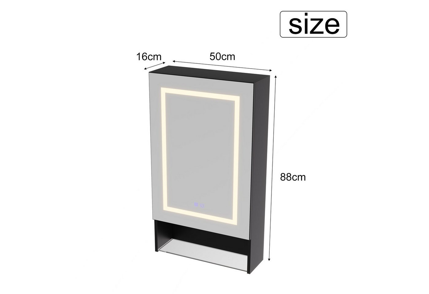 Simurq Spiegelschrank Spiegelschrank Bad mit LED, Entfeuchtungsfunktion,3 Farbtemperaturen (Spiegelschrank, Glasböden,verstellbare Ablagen) Badezimmer Spiegelschrank,50x16x88cm Bild 5