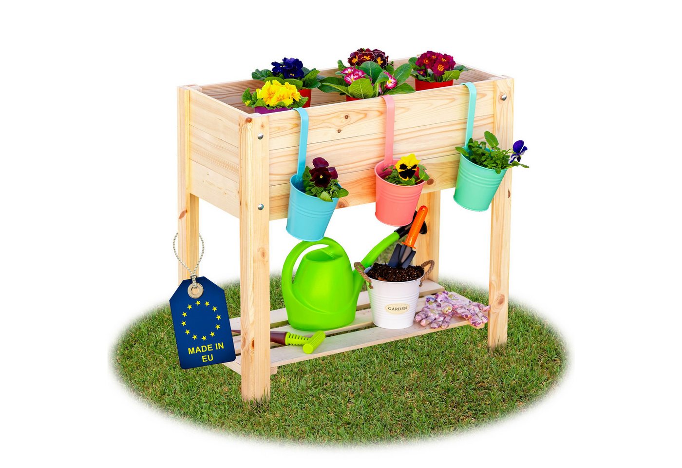 ITA Hochbeet Hochbeet 80x37x78 cm mit 1 Ebene und Ablage Gartenbeet Kräuterbeet (1 St), Wetterfest, mit Innenfolie, für Garten, Terrasse, Balkon Bild 5