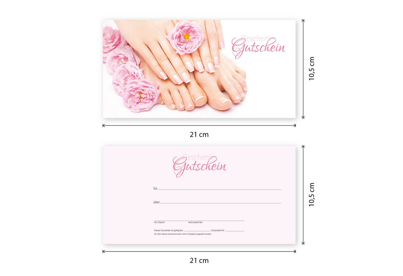 cosmeticPlus Geschenkkarte 50 Nagelstudio Gutscheinkarten für Maniküre & Nail Art (zum Verkaufen), made in Germany