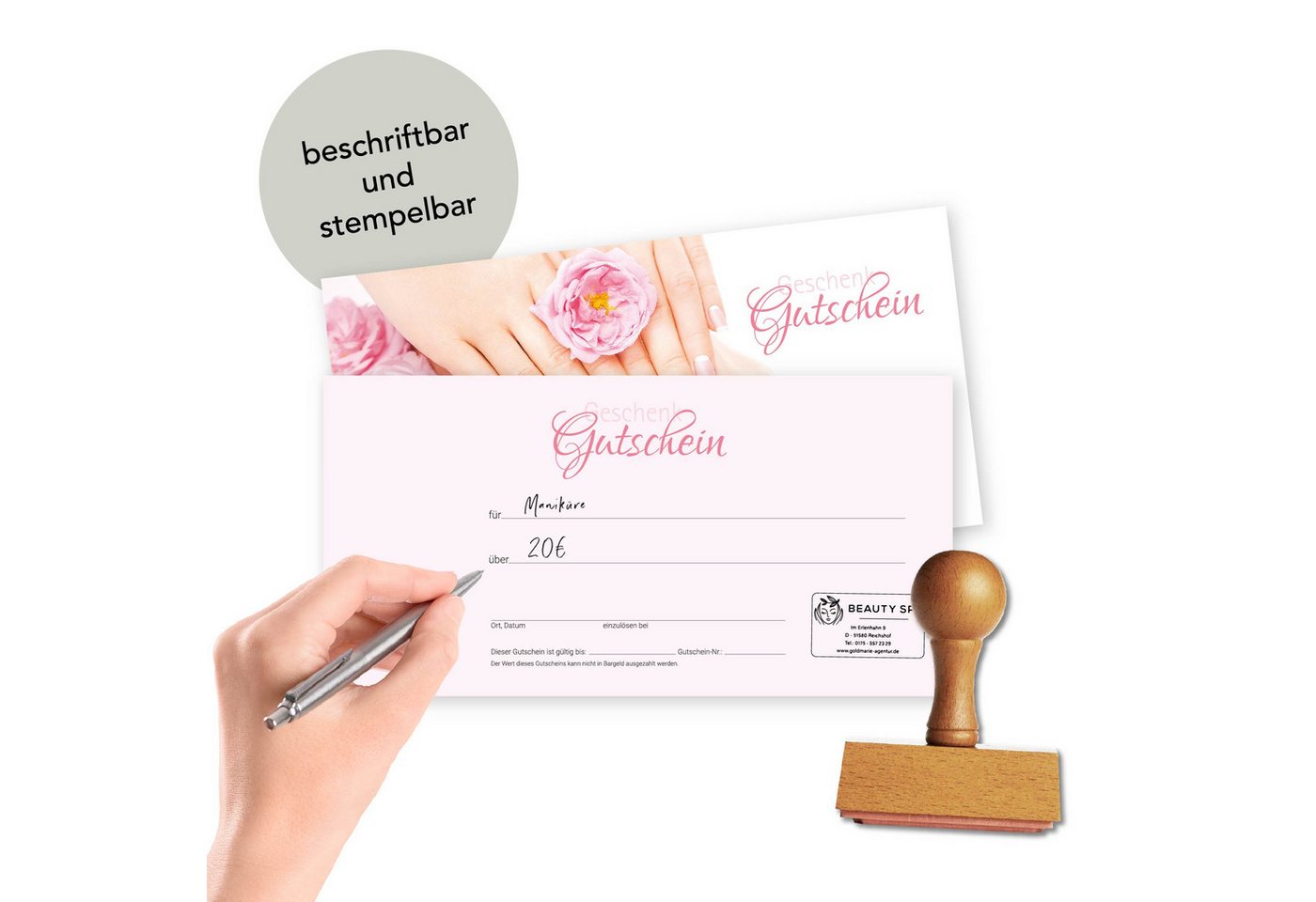 cosmeticPlus Geschenkkarte 50 Nagelstudio Gutscheinkarten für Maniküre & Nail Art (zum Verkaufen), made in Germany Bild 2
