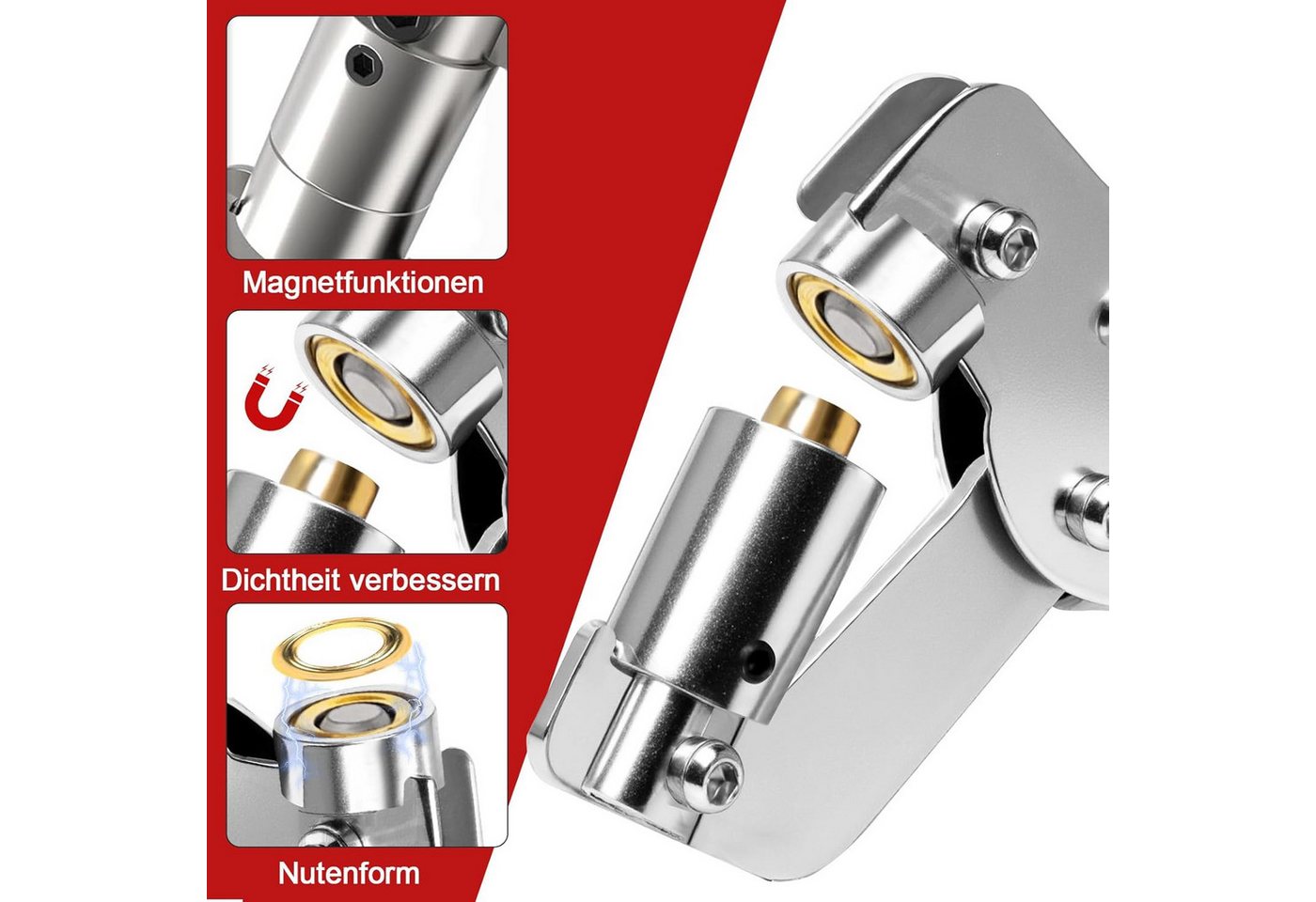 AFKSMILE Ösenzange Ösenzange mit 300 Ösen (10mm, 3 Farben), Lochzange Werkzeug für Stoff, 1-tlg., Magnetische Ösenpresse mit Metallöse(Gold, Schwarz, Silber)für Leder