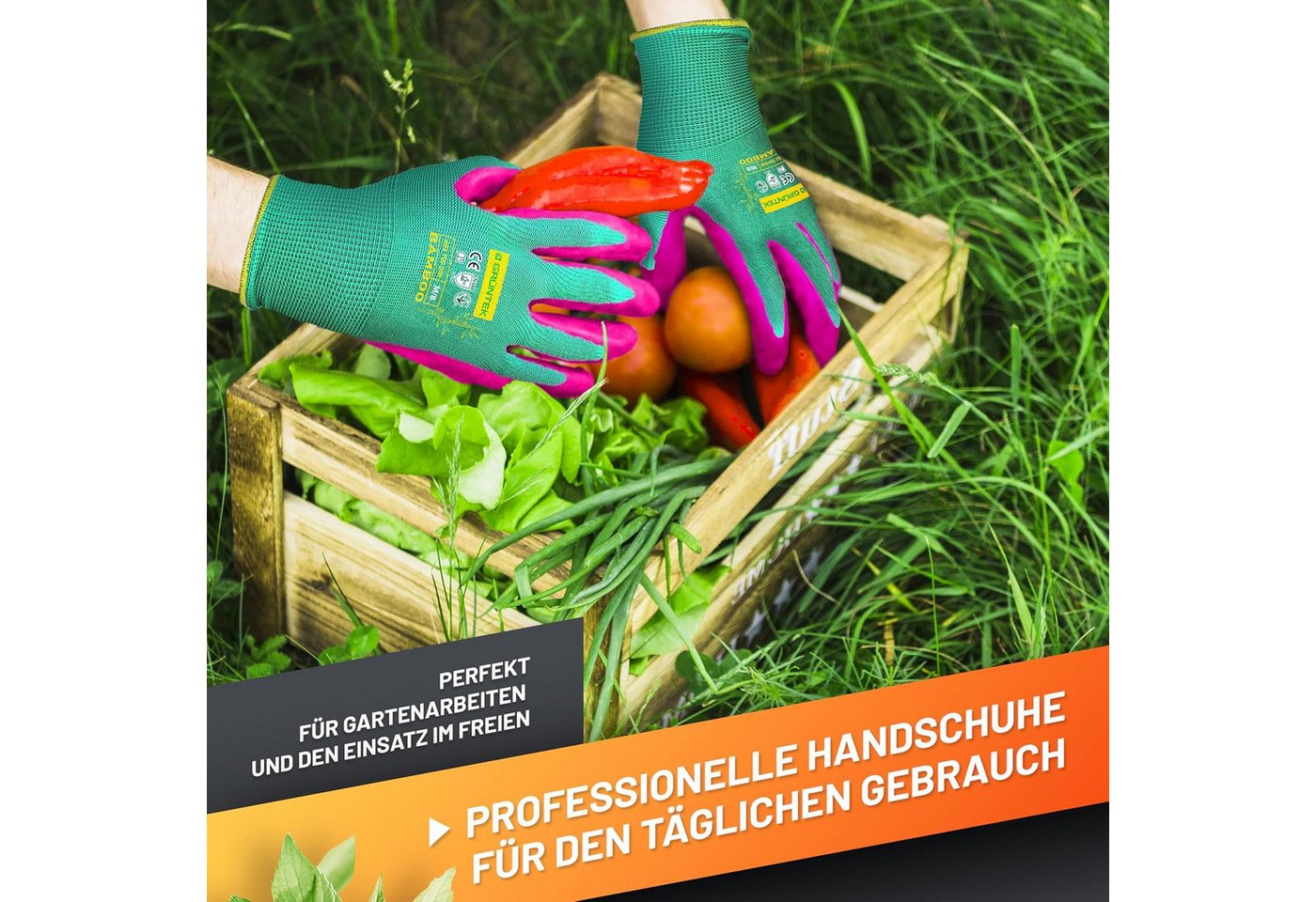 GRÜNTEK Gartenhandschuhe Natur aus Bambusfasern, Öko Garten- und Arbeitshandschuhe (Set, 4-St., 2 Paar XL / 10) Schutzhandschuhe für Gartenbau, Angeln, Bauen, Restauration Bild 3