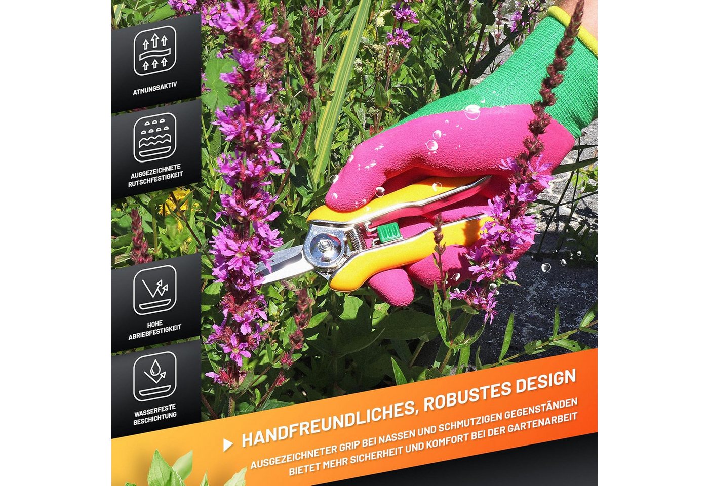 GRÜNTEK Gartenhandschuhe Natur aus Bambusfasern, Öko Garten- und Arbeitshandschuhe (Set, 4-St., 2 Paar XL / 10) Schutzhandschuhe für Gartenbau, Angeln, Bauen, Restauration Bild 4