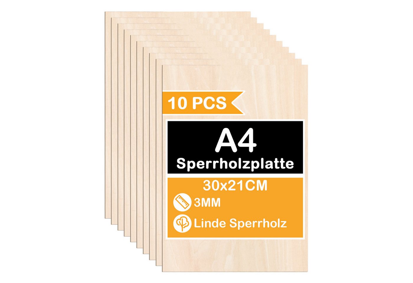 Clanmacy Bastelnaturmaterial Sperrholzplatte Linde 3mm Birkensperrholz Dünne Holz-Zuschnitte,20xA4, (20-tlg) Bild 4