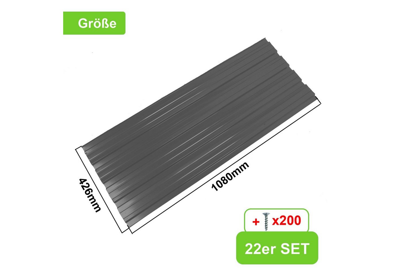 Thanaddo Trapezblech Trapezförmige, verzinkte Metalldachplatten (mit Schrauben)
