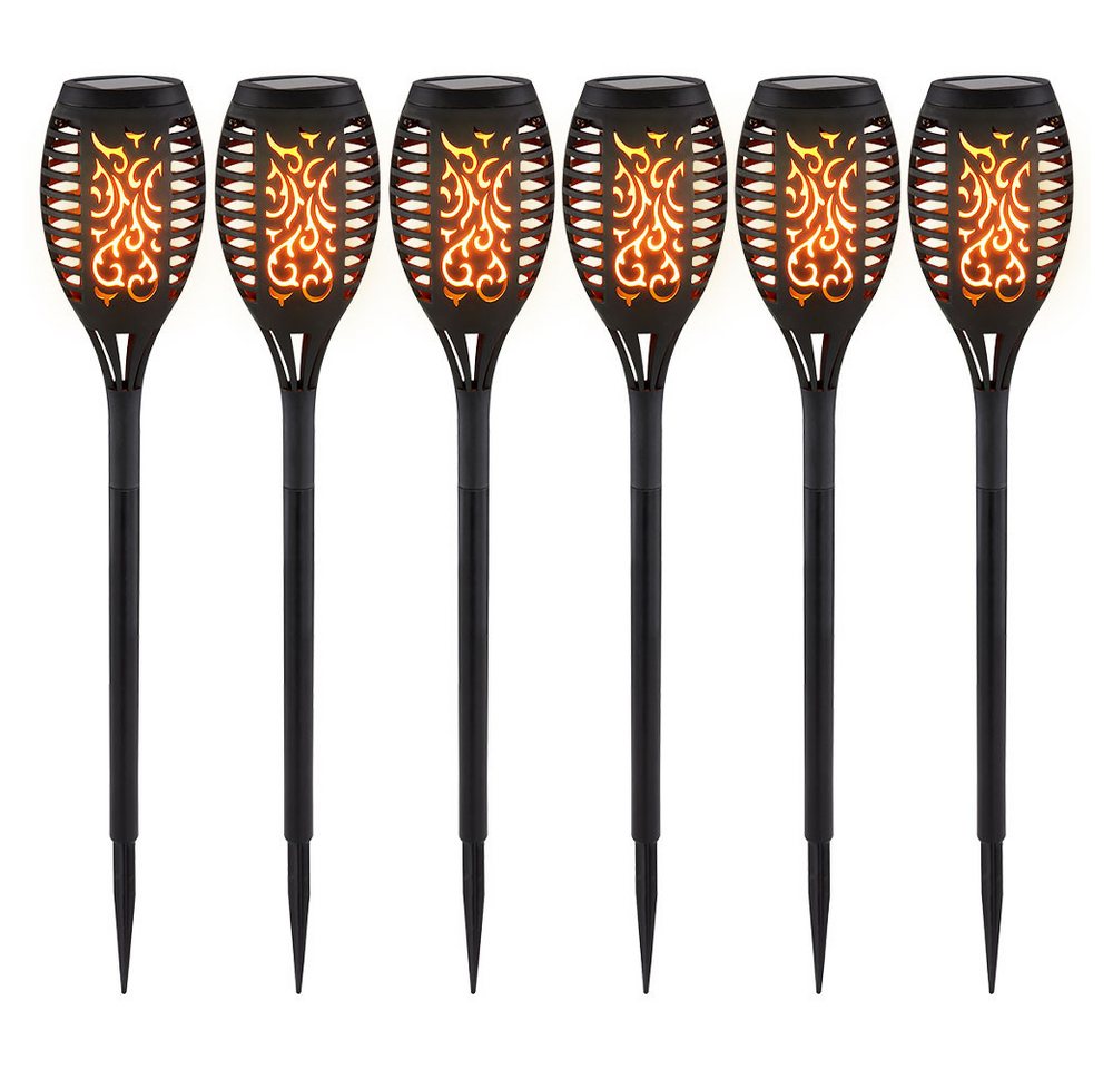 GLOBO LIGHTING LED Außen-Stehlampe, LED-Leuchtmittel fest verbaut, Warmweiß, Außen Solarleuchte Gartendeko Gartenfackel Stecklampe 6x LED Fackel Bild 3