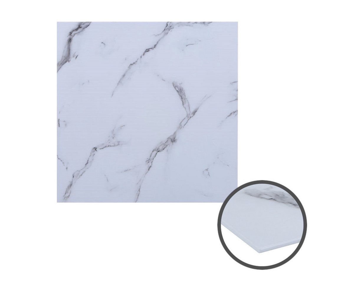 HOOZ Tischplatte aus Glas 70 x 70 x 0,6 cm (Marmorweiß, 1 St., ESG-Sicherheitsglas), mit hochwertigem Facettenschliff Bild 5